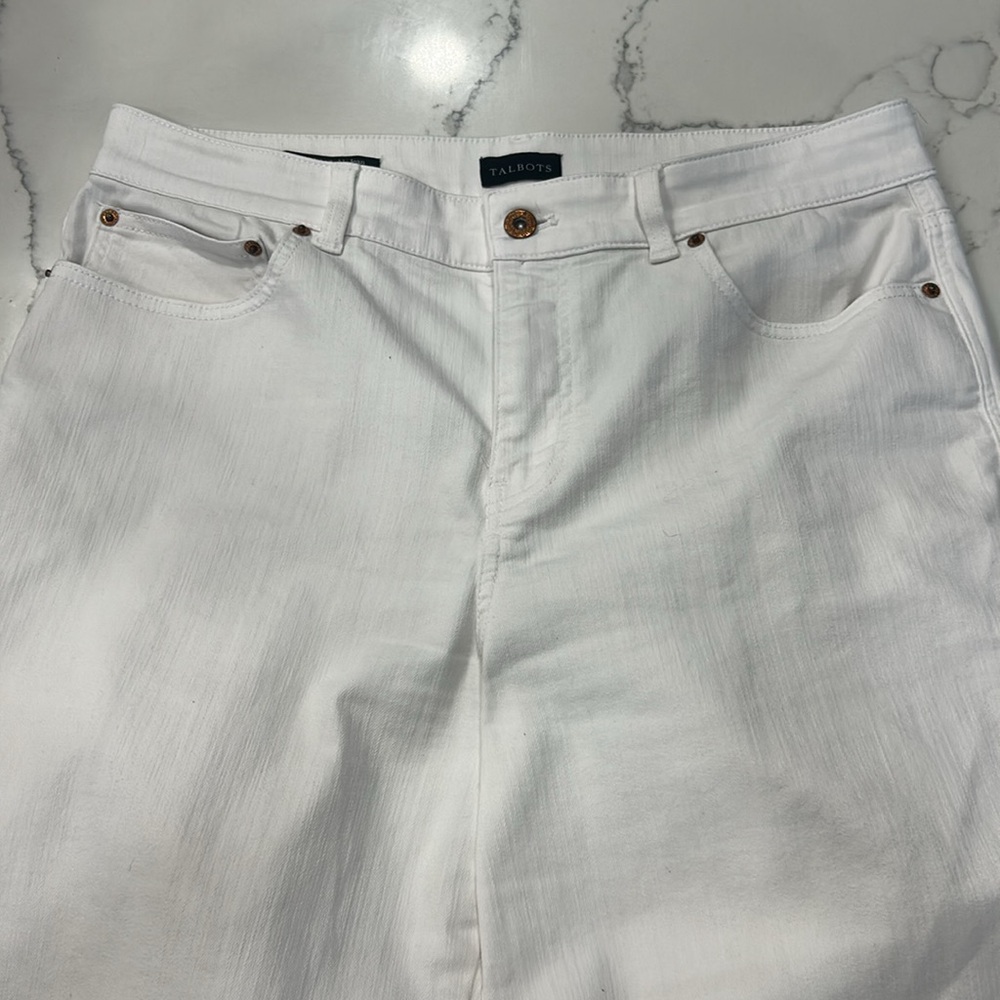 Talbots High Waist Straight Ankle White Jeans. Size 12 - Picture 4 of 14